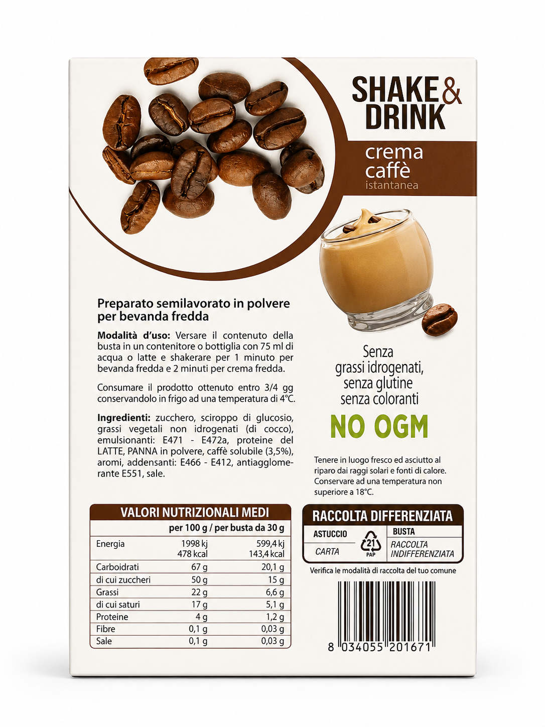 Crema Caffè Fredda Istantanea Kontè Shake & Drink – Busta da 130 g